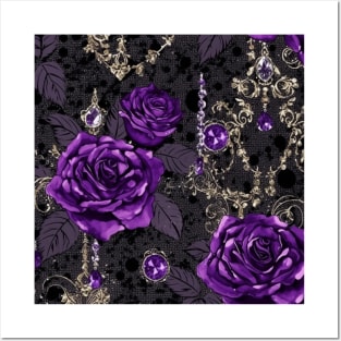 Purple Roses Jewelry Pattern Posters and Art